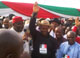 Akpabio celebrates his second victory at the re-run yesterday